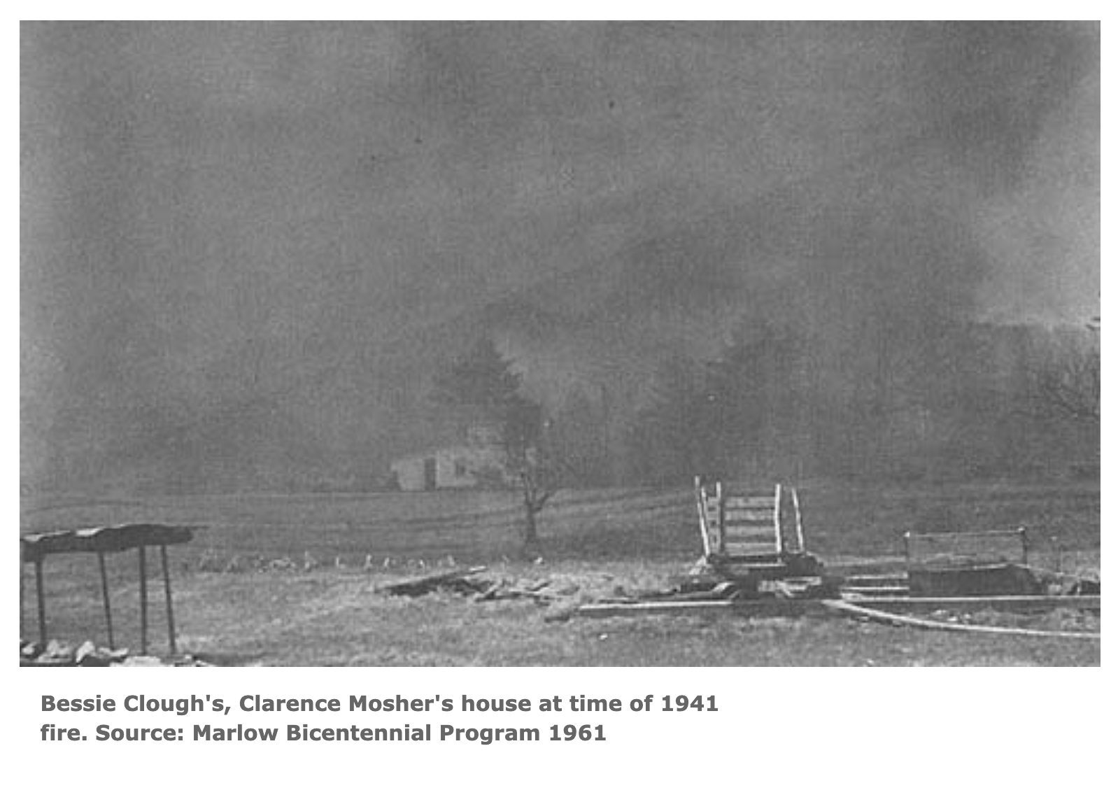 Bessie Clough's, Clarence Mosher's house at time of 1941 fire. 