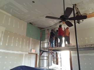 Murray Hall drywall work