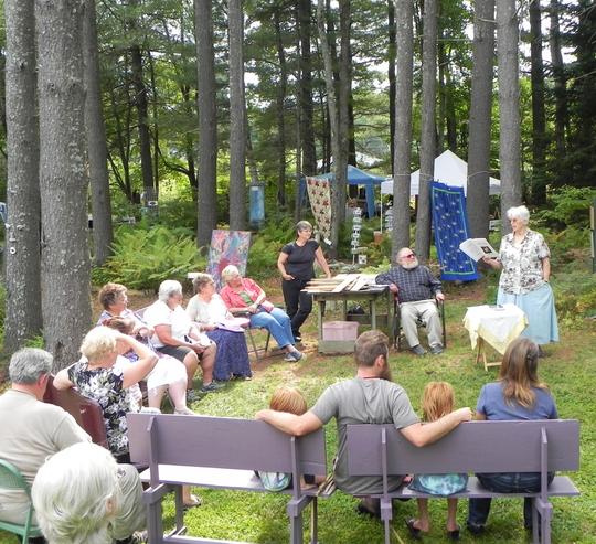 Loisanne Foster reading poetry - Art in the Woods 2016 - Susan and Bob Rock's